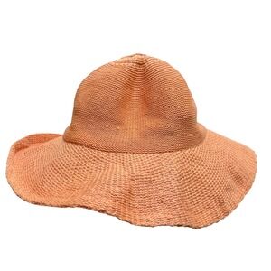 WALLAROO Women's Sun Hat Coral Woven Wide Brim Packable Adjustable Orange Beach